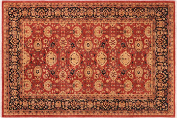 handmade Transitional Kafkaz Rust Blue Hand Knotted RECTANGLE 100% WOOL area rug 6 x 9